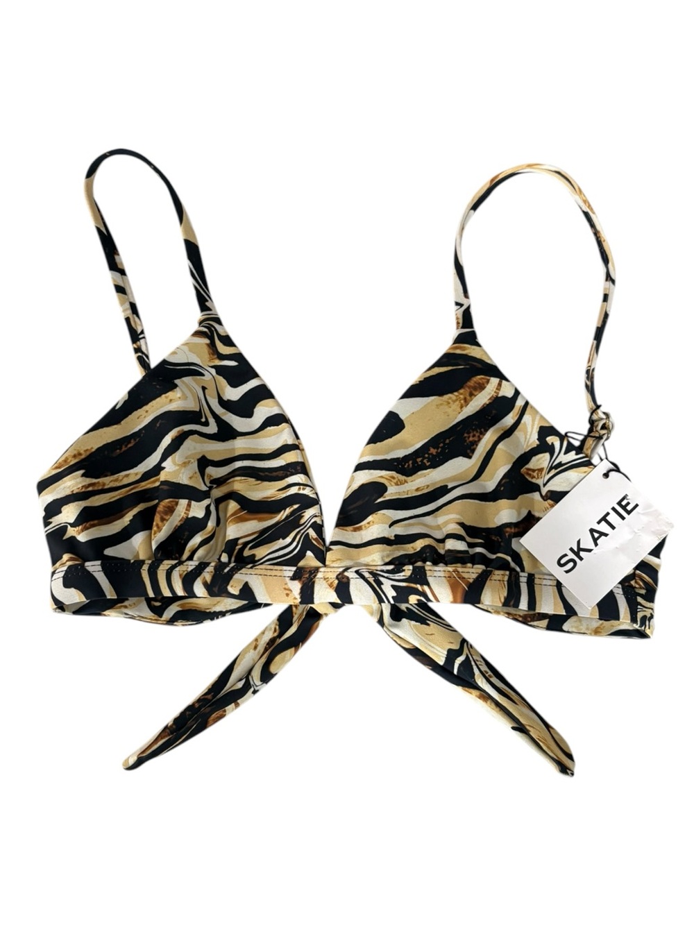 Skatie Kourtney Bikini Top Weho Marble Zebra Print Adjustable Straps Size Medium